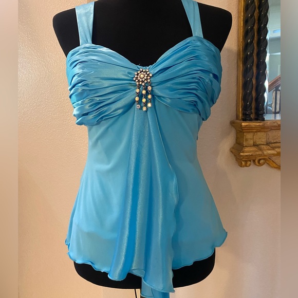 Turquoise Rhinestone top size S - Picture 5 of 6